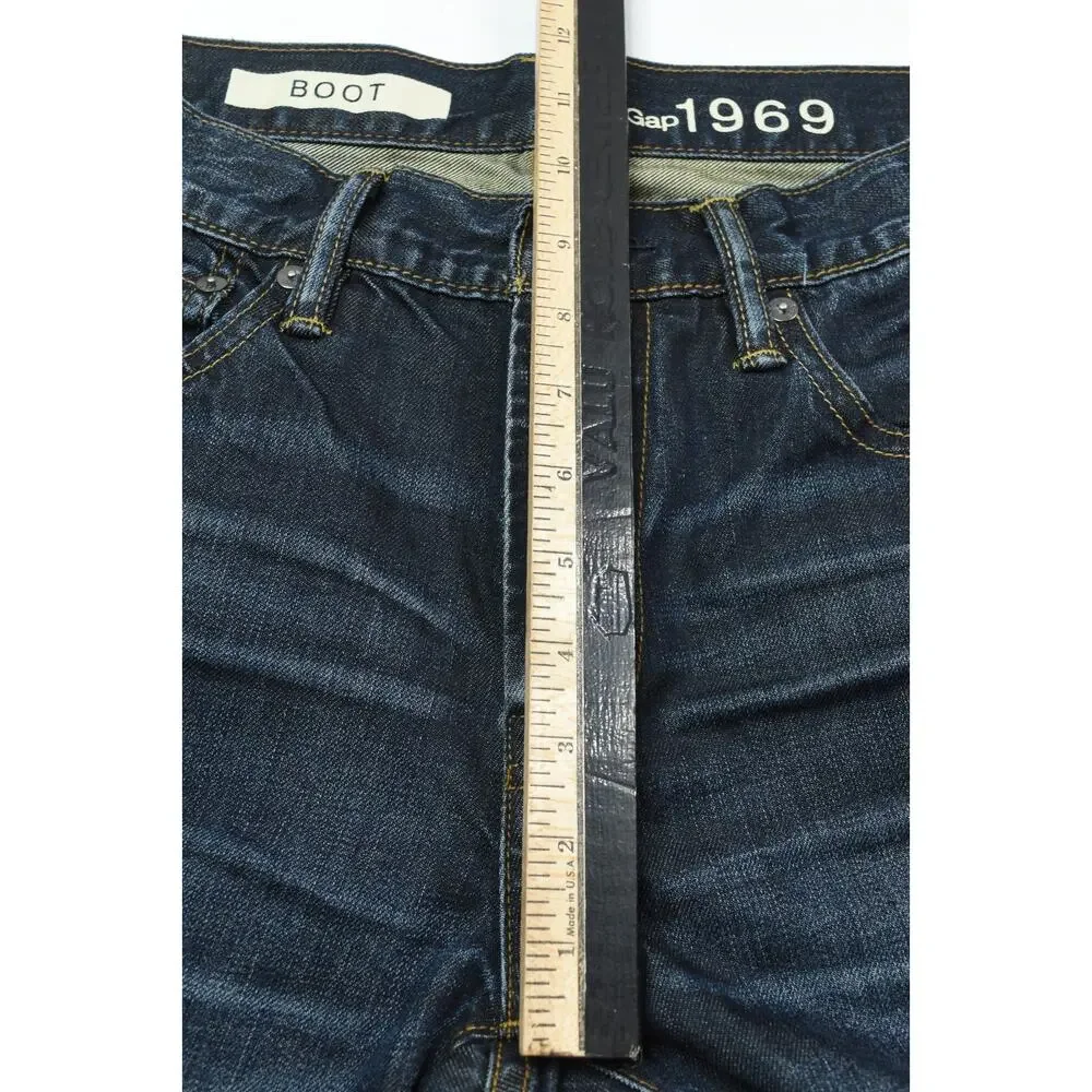 GAP 1969 Boot Cut Jeans Mens 30x30 Blue Dark Wash Relaxed Fit Cotton Denim